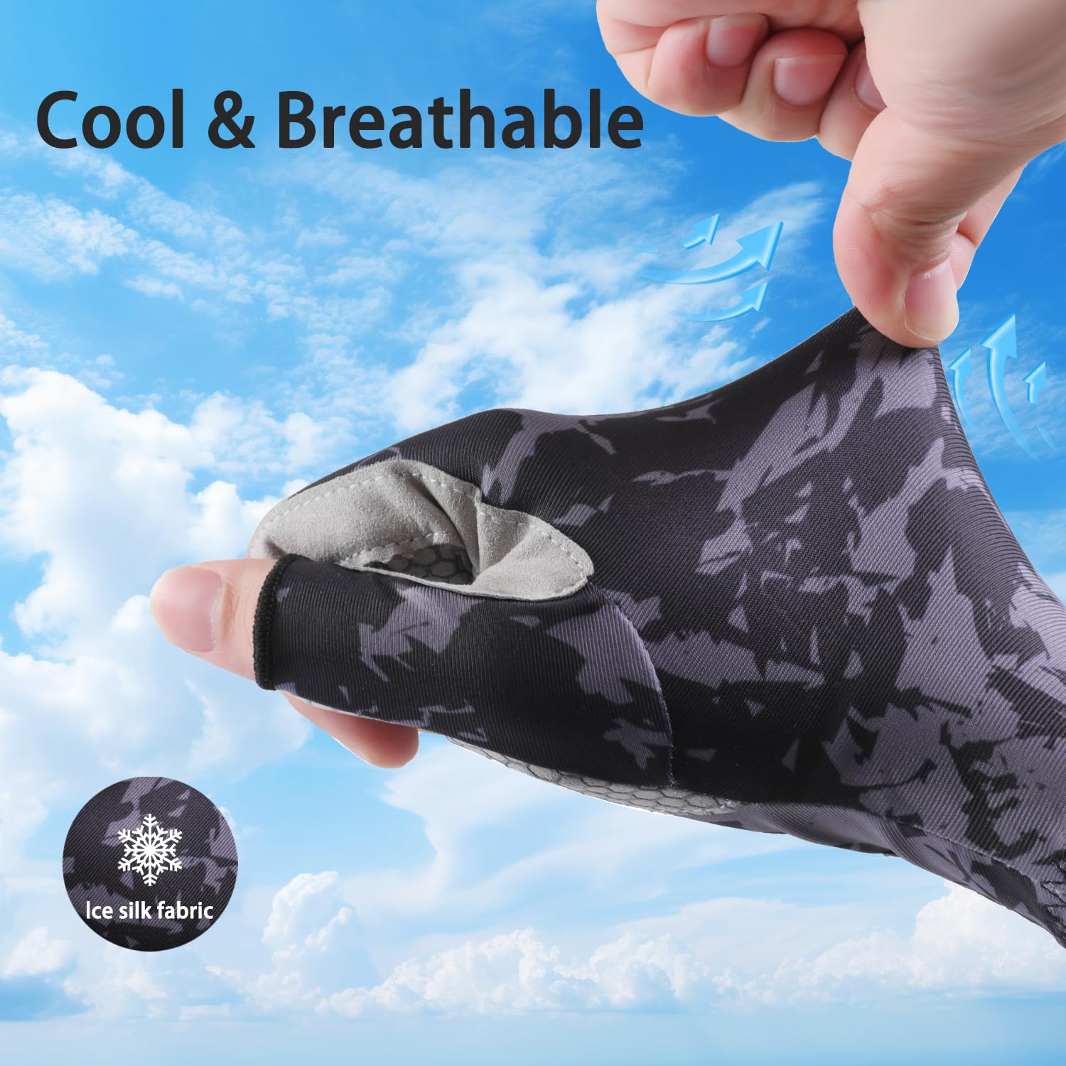 UPF50+ Fishing Gloves for Men & Women - UV Protection Fingerless Sun Gloves for Fishing, Kayaking, Rowing, Paddling, Canoeing, Hunting - Perfect for Outdoor Water Sports & Summer Activities