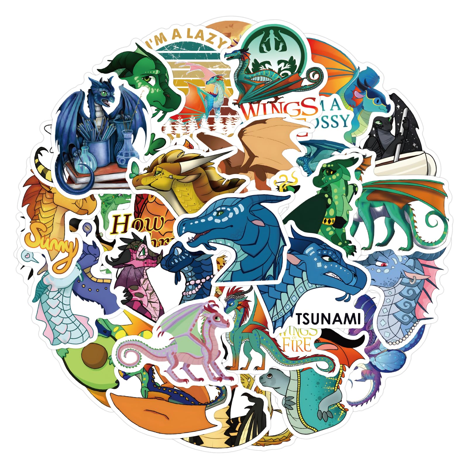 50pcs Wings of Fire Waterproof Vinyl Stickers - Durable Decals for Water Bottles, Laptops, Skateboards, Luggage & More - Perfect Gift for Teens, Girls & Kids - Great for School, Travel & DIY Projects