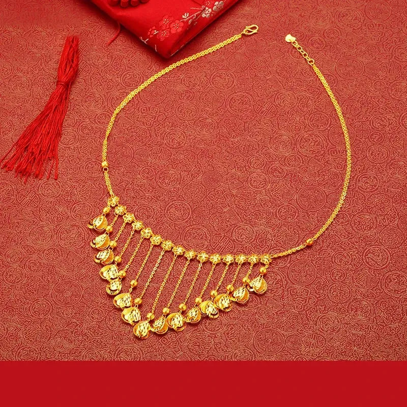 24K Pure Gold Necklace Real AU 999 Solid Gold Chain - Classic & Trendy Fine Jewelry for Women - Perfect for Parties, Weddings & Special Occasions - Hot New 2023 Collection