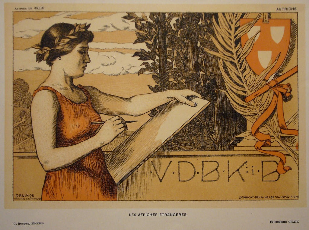 1900 Original French Art Nouveau Poster - Les Affiches Etrangeres by V.D.B.K.B. Orlik | Vintage Wall Decor for Home, Office & Art Gallery Display