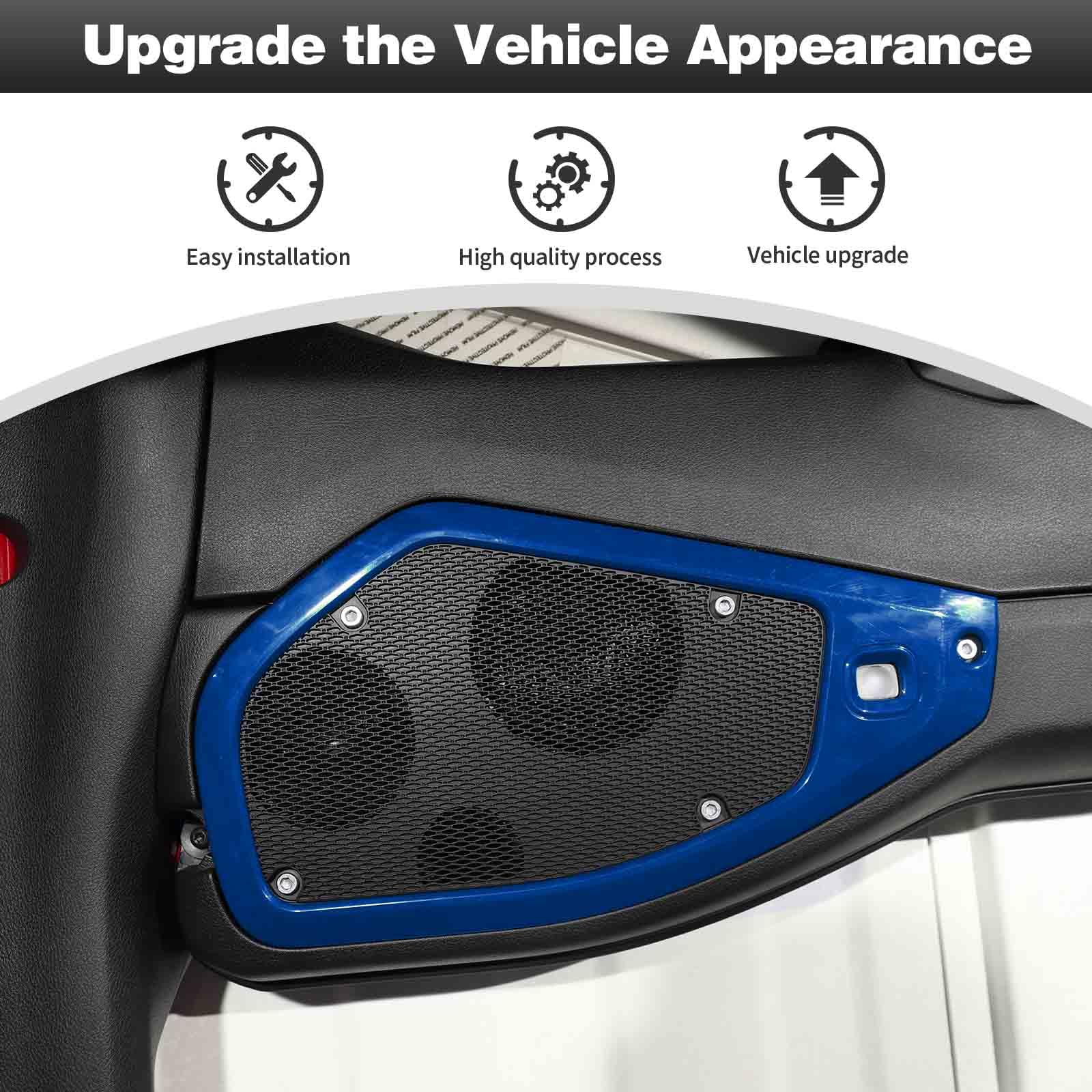 CheroCar Jeep Wrangler JL JLU & Gladiator JT Roof Speaker Cover Trim (2024+ Models) - Premium Blue Interior Accessories for Enhanced Sound & Style - Perfect for Off-Road Adventures & Car Audio Upgrades