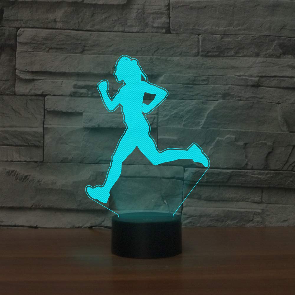 3D Running Sport Night Light LED Touch Switch Desk Lamp - 7 Color Changing Optical Illusion Lamp for Kids Room, Christmas Decor, Birthday Gift & Home Decoration | Perfect for Bedroom, Nursery, Party & Office Desk