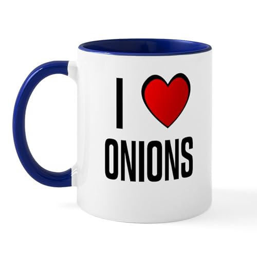 White/Navy Inside - I LOVE ONIONS Mug