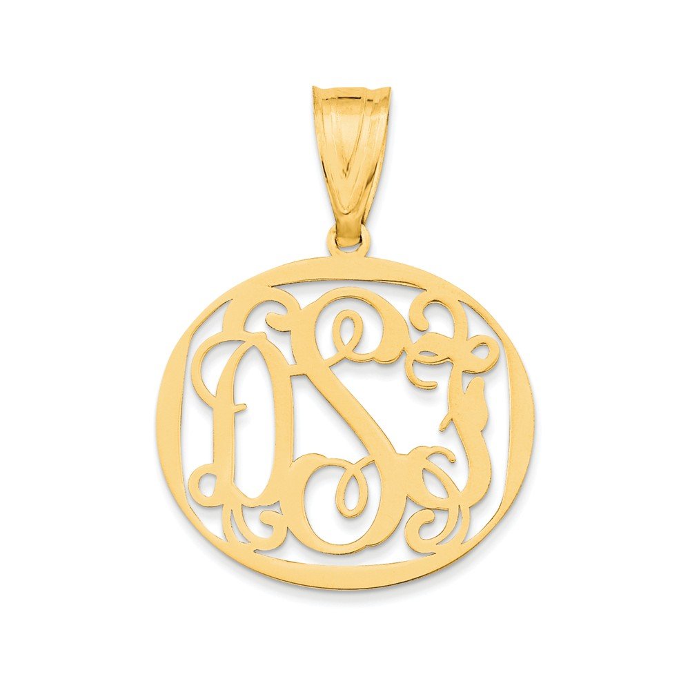 10k Solid Yellow Gold Laser-Polished Monogram Circle Pendant Charm - Perfect for Necklaces, Bracelets & Personalized Jewelry Gifts