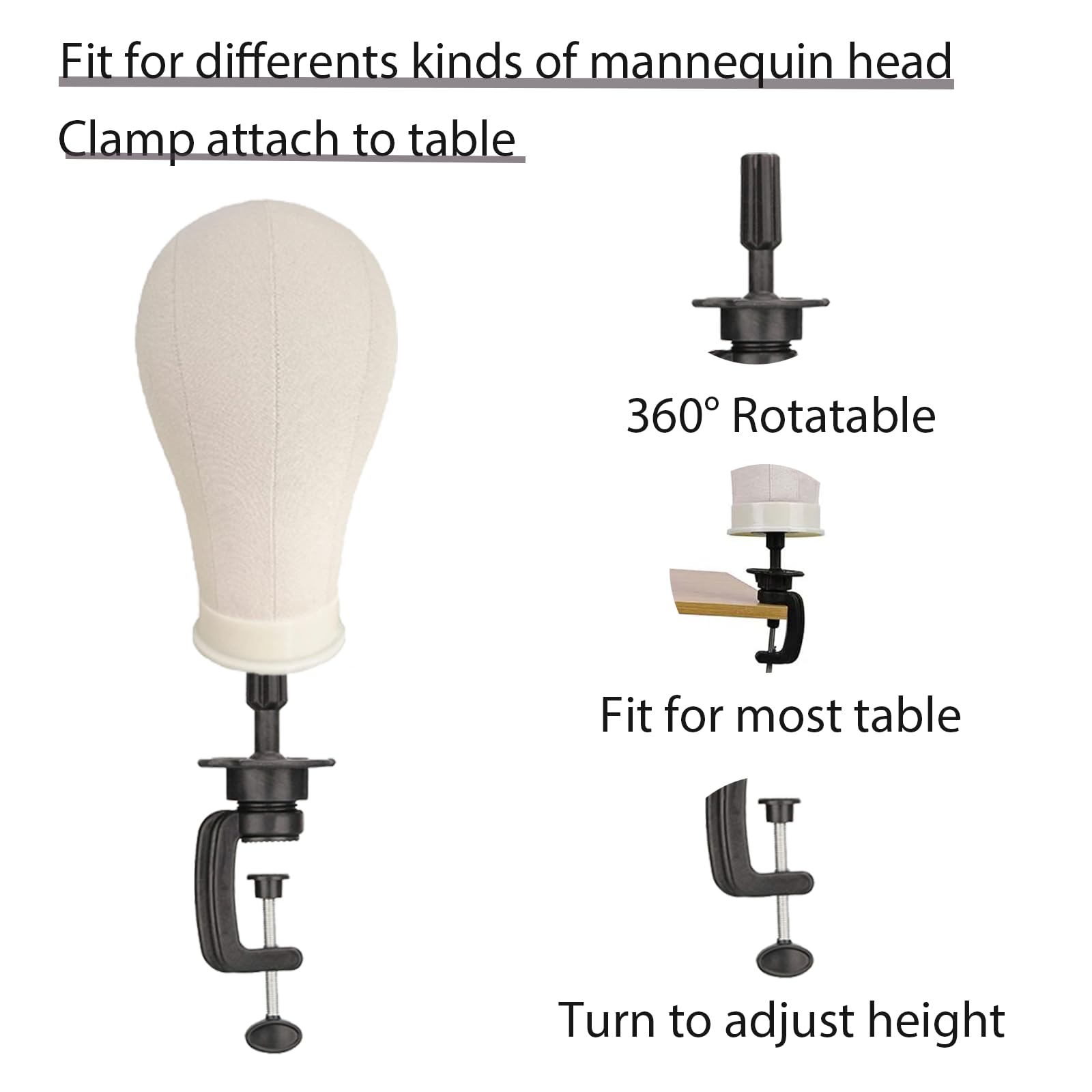23 Inch Wig Head with Stand - 63 Inch Adjustable Mannequin Tripod & Canvas Head for Wig Making, Styling & Display | Perfect for Salons, Cosmetology Schools & Home Use