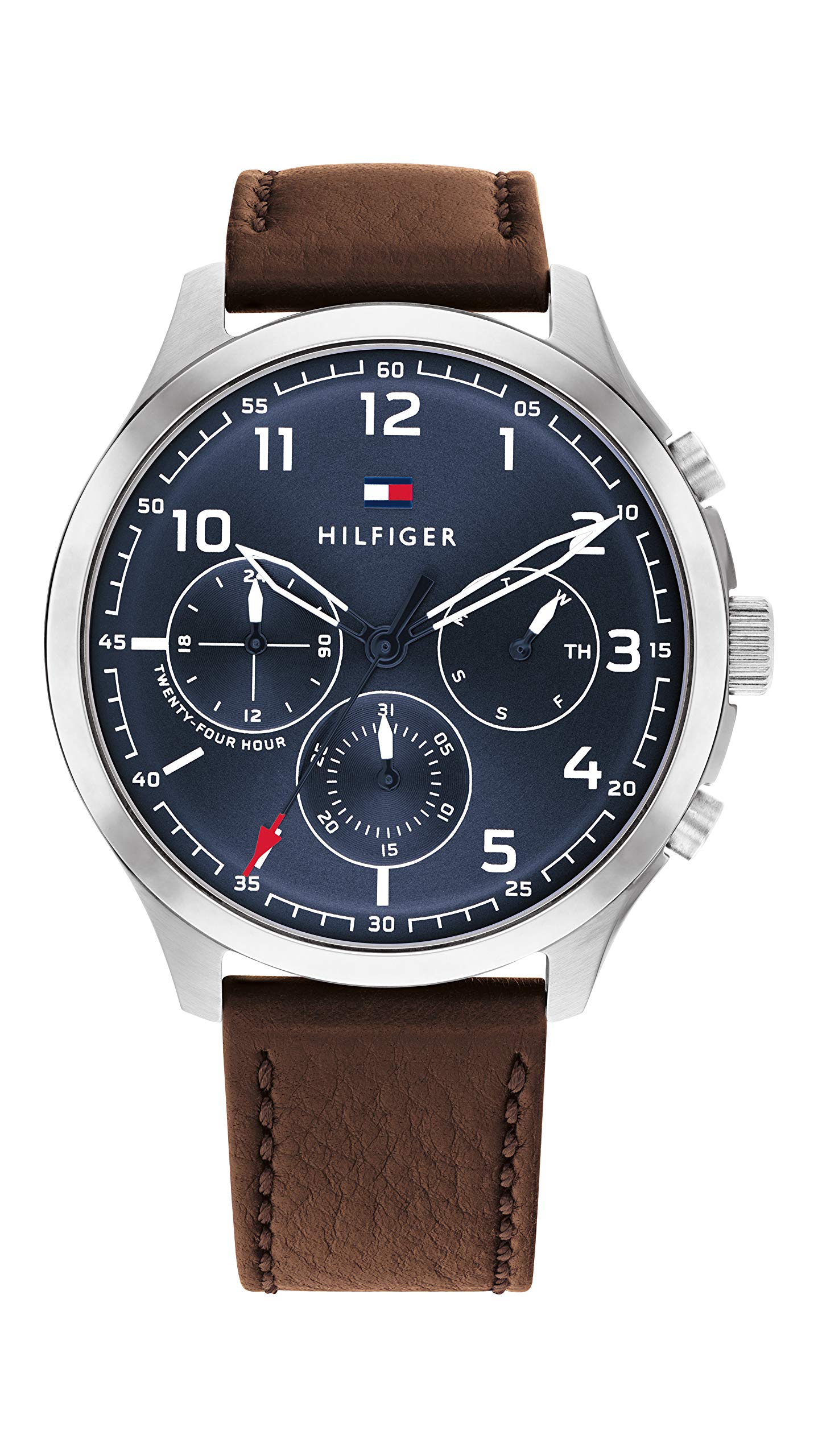 Tommy Hilfiger Men's Brown Leather & Stainless Steel Quartz Casual Watch with Multifunction - Model 1791855 | Perfect for Everyday Wear, Office & Formal Occasions