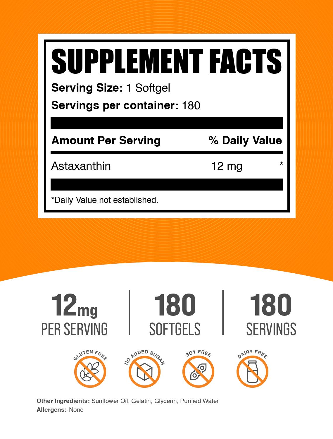 Premium Astaxanthin Softgels 12mg - Natural Antioxidant Supplement for Skin, Eye & Joint Health - Supports Anti-Aging & Immune System - 60 Count Bottle - Perfect for Daily Wellness Routine & Active Lifestyle
