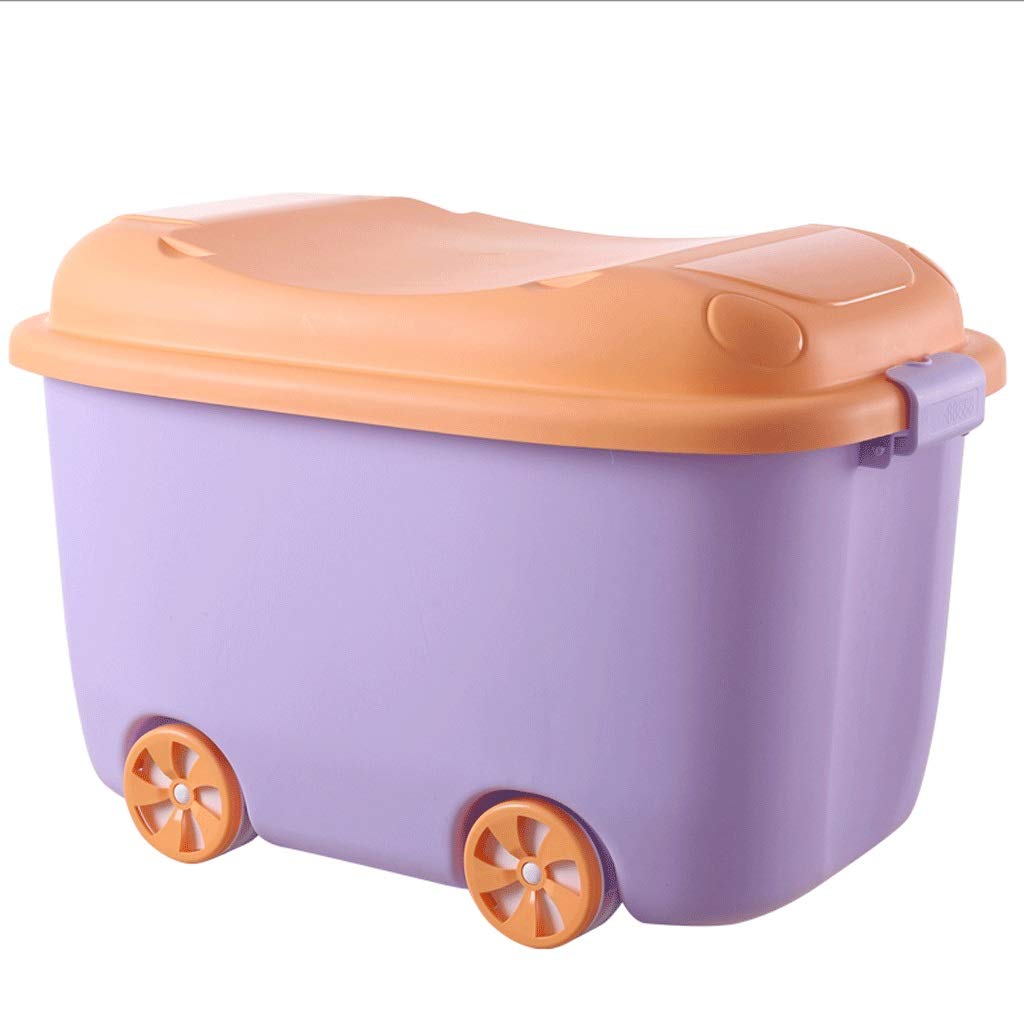 Large Plastic Storage Box with Wheels & Removable Lid - Extra Large Toy Organizer, Snack Bin, Home & Office Storage Solution (4 Colors Available) - Perfect for Kids' Room, Playroom, Garage & Closet Organization