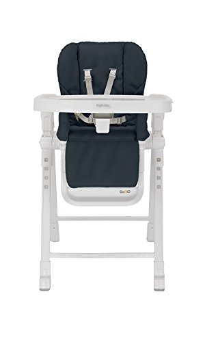 Inglesina Gusto Folding Convertible High Chair for Babies & Toddlers - Adjustable Height (4 Positions), Reclining Seat (3 Positions), Removable Tray & Footrest - Graphite - Perfect for Dining, Feeding & Playtime at Home or Travel