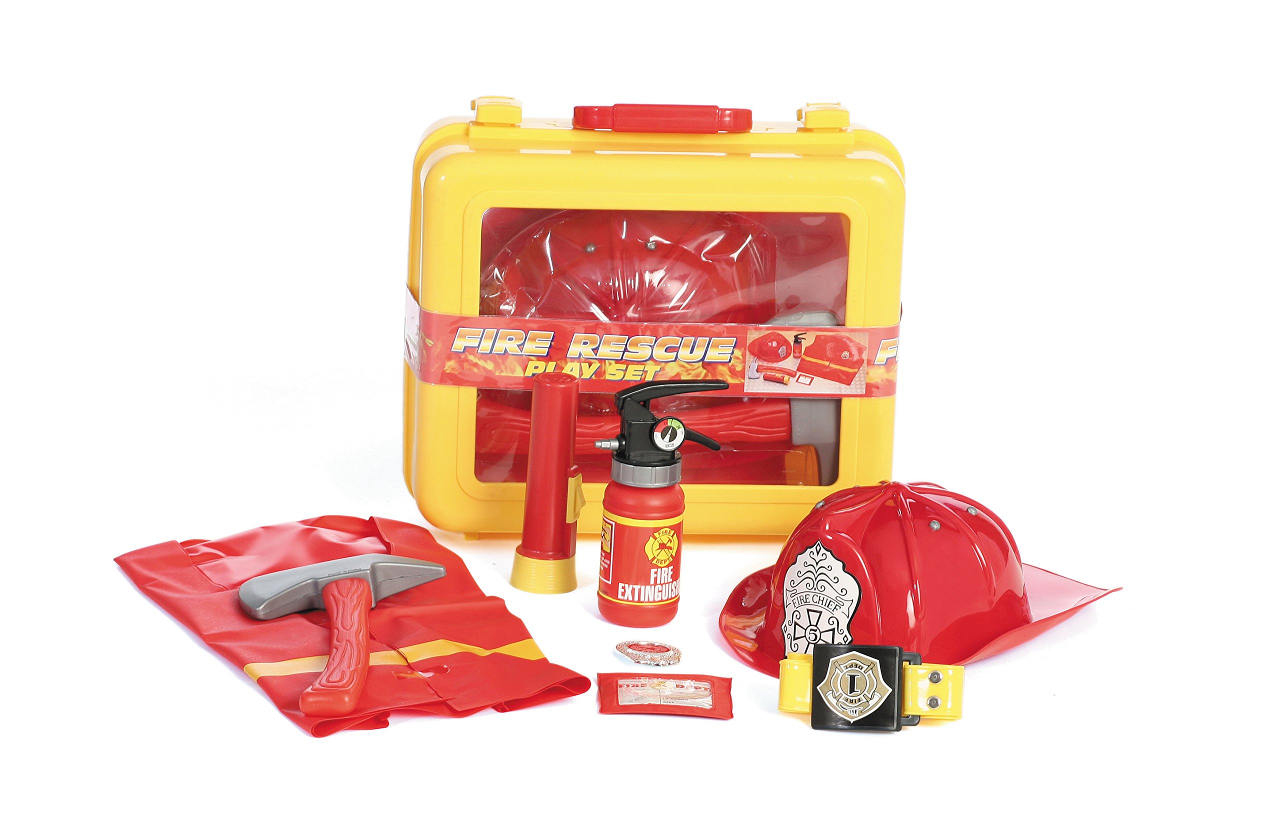Castle Toys Fire Rescue Play Set - 50 PCS Firefighter Playset with Truck, Helicopter & Accessories - Pretend Play for Kids Ages 3-8 - Perfect for Birthday Gifts & Role Play Scenarios
