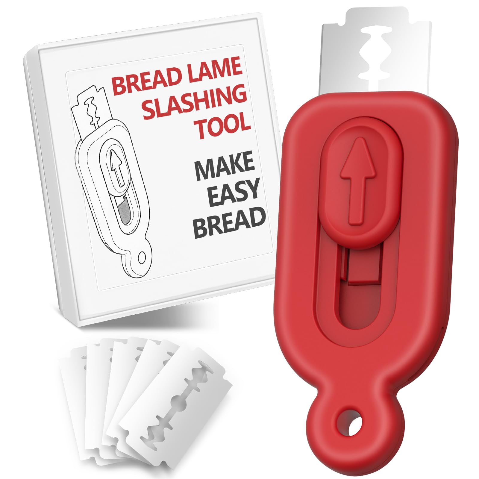 Premium Bread Lame Dough Scoring Tool Set - 2 Stainless Steel Sourdough Bread Scorers with 10 Extra Blades for Professional & Homemade Artisan Bread Baking - Perfect for Bakers, Bread Making Enthusiasts & Kitchen Gifts (Red)