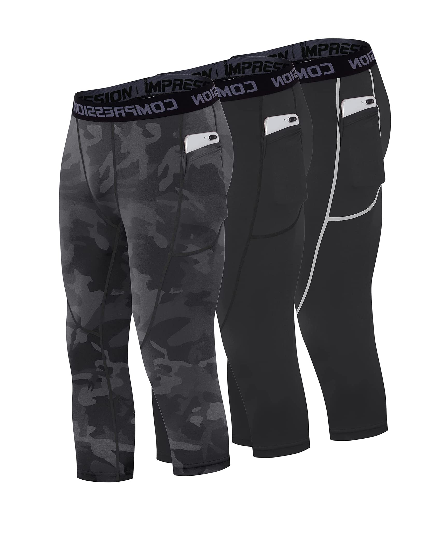 Milin Naco Men's Compression Pants - High Performance Running & Ski Base Layer Leggings for Workout, Training & Cold Weather Activities