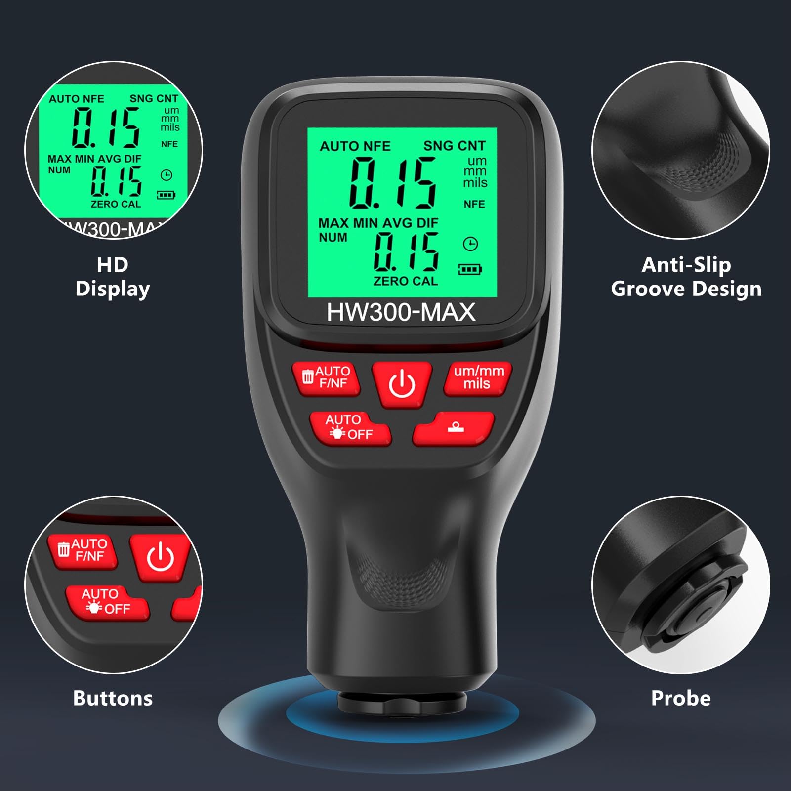 Digital Paint Thickness Gauge for Cars - High Precision Coating Meter for Automotive, Manufacturing & Metal Processing | Paint Depth Measurement Tool for Chemical Industry & Customs Inspection | Ideal for Auto Body Shops, Quality Control & Industrial Applications