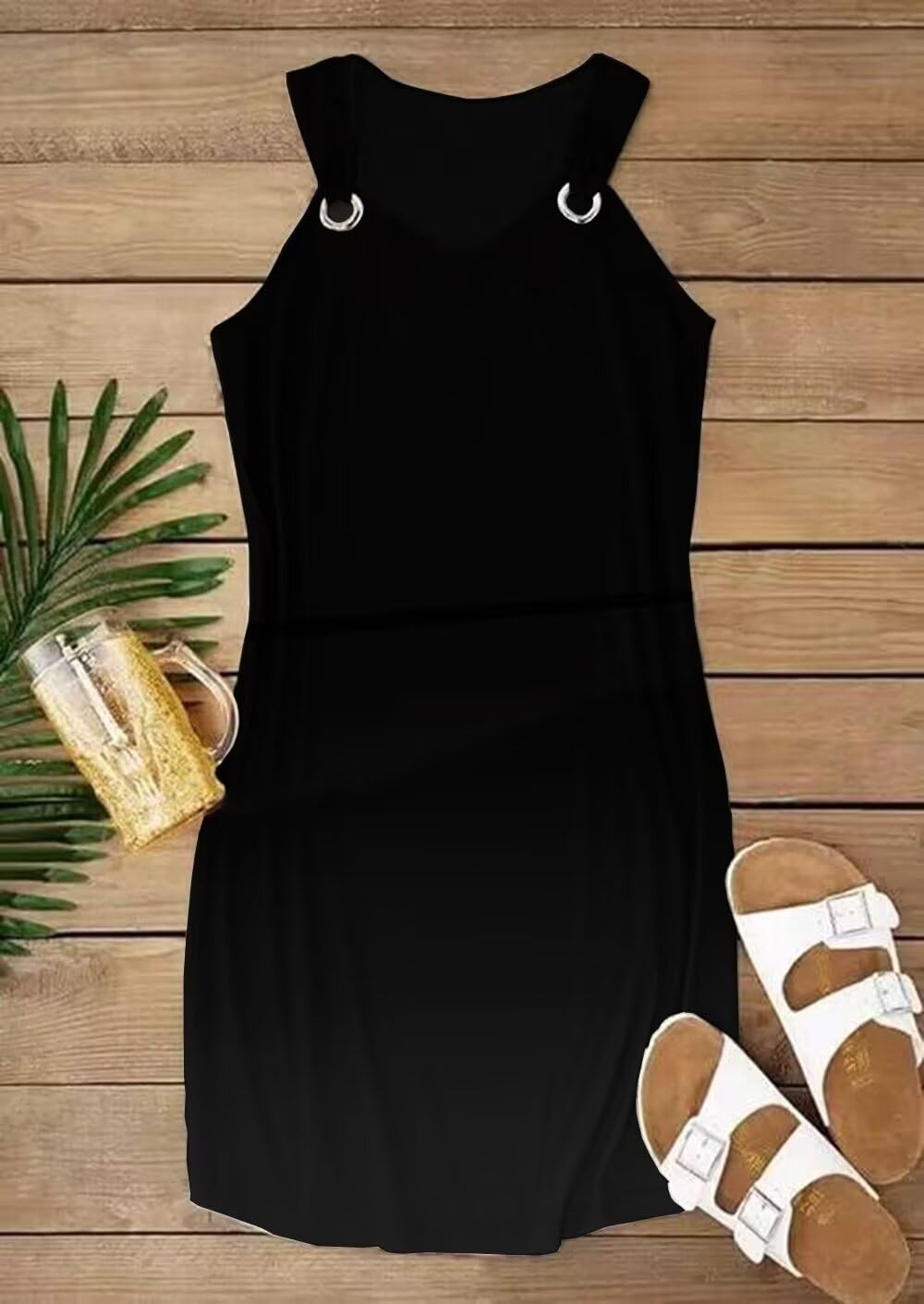 VKEGNIO Women's Summer Dresses 2025 - Fashion Sleeveless Beach Cover Up, Casual Loose Tank Sun Dress for Vacation, Swimwear & Outdoor Activities