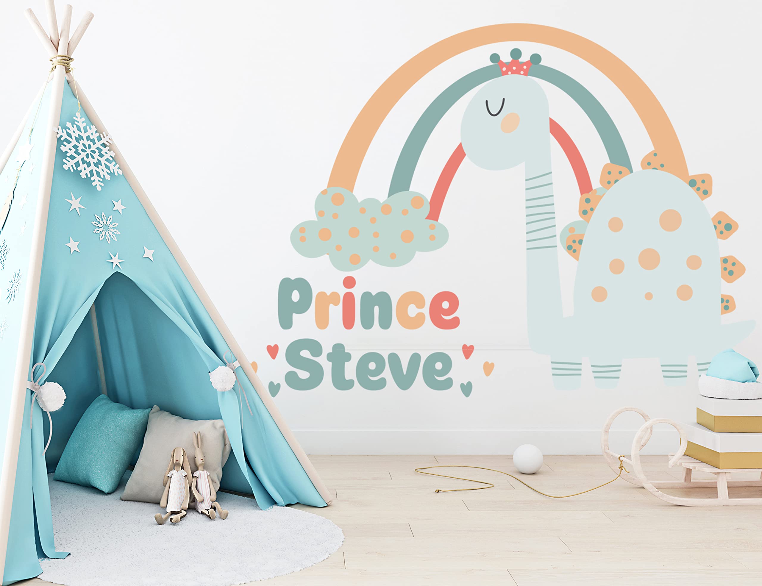 Custom Dinosaur Wall Stickers for Nursery - Baby Girl Room Decor & Name Decals - Perfect for Safari-Themed Kids' Rooms