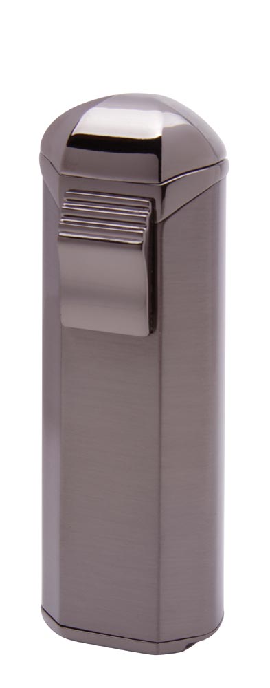 Premium Triple Torch Cigar Lighter - Windproof Butane Lighter in Satin Gunmetal Finish for Cigars, Cigarettes & Outdoor Use (Camping, BBQ, Hiking)
