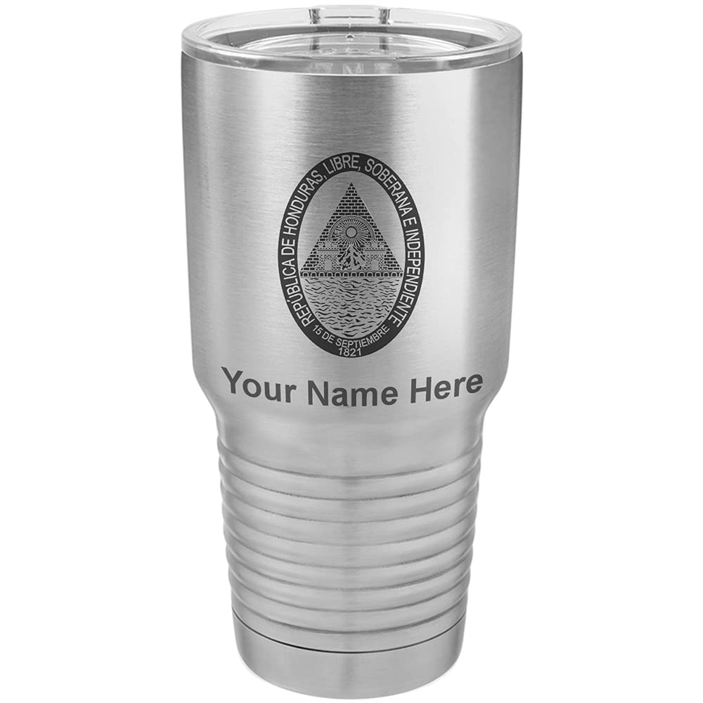 LaserGram 30oz Stainless Steel Vacuum Insulated Tumbler Mug - Custom Honduras Flag Engraving, Double Wall Insulated Cup for Hot & Cold Drinks - Perfect for Travel, Office, Gym & Outdoor Activities