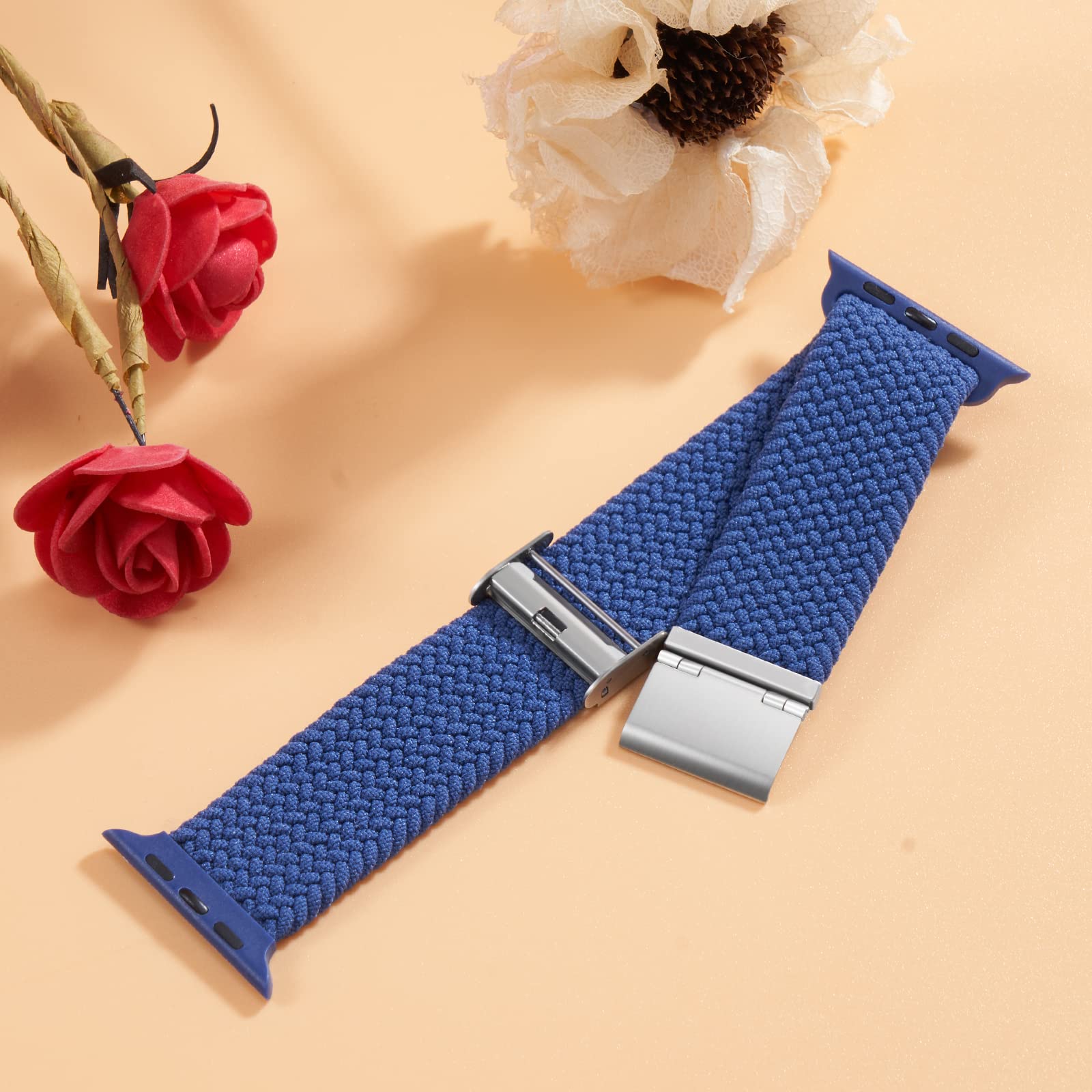 Braided Nylon Apple Watch Bands for Series 9/8/7/6/5/4/3/2/SE/Ultra/Ultra 2 - Adjustable Breathable Strap for 38mm 40mm 41mm 42mm 44mm 45mm 49mm - Perfect for Workouts, Running & Everyday Wear