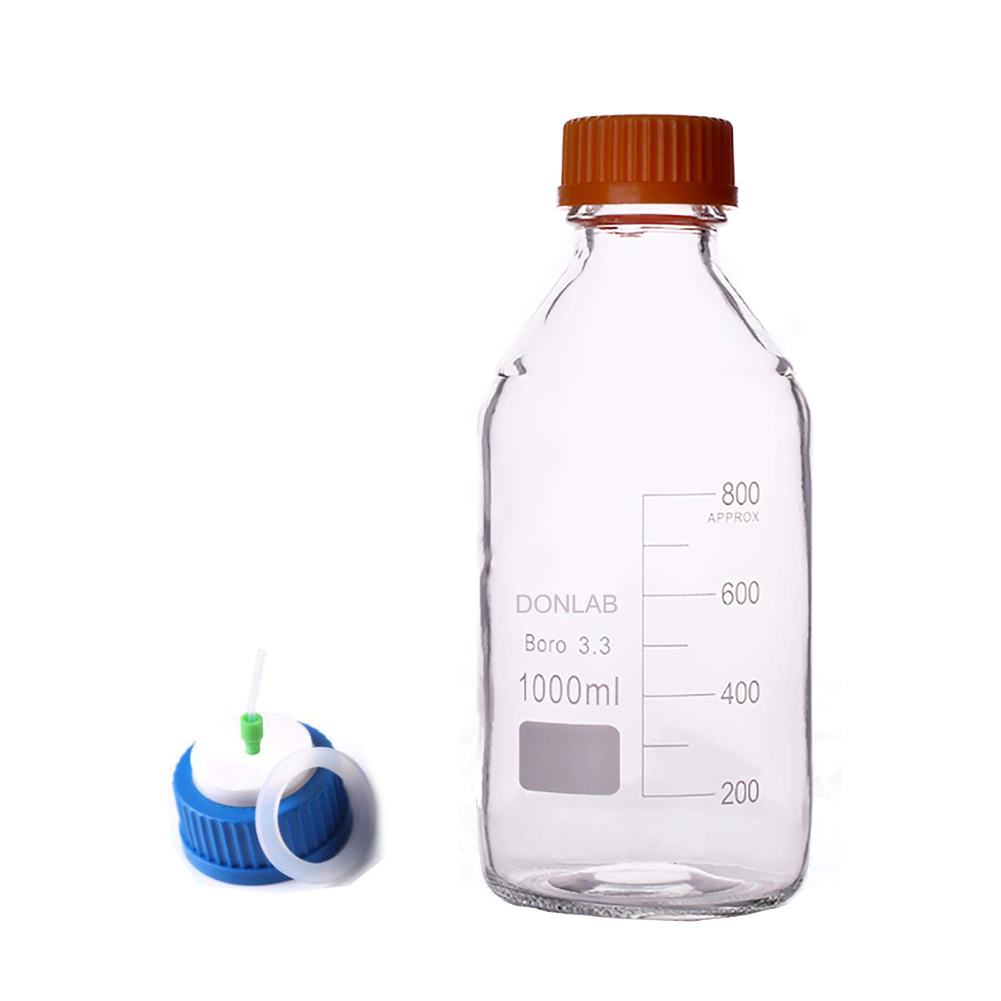 20L Borosilicate Glass Media Reagent Bottle with GL45 Screw Cap - 20000ml Round Laboratory Container for HPLC Mobile Phase Storage & Chemical Solutions