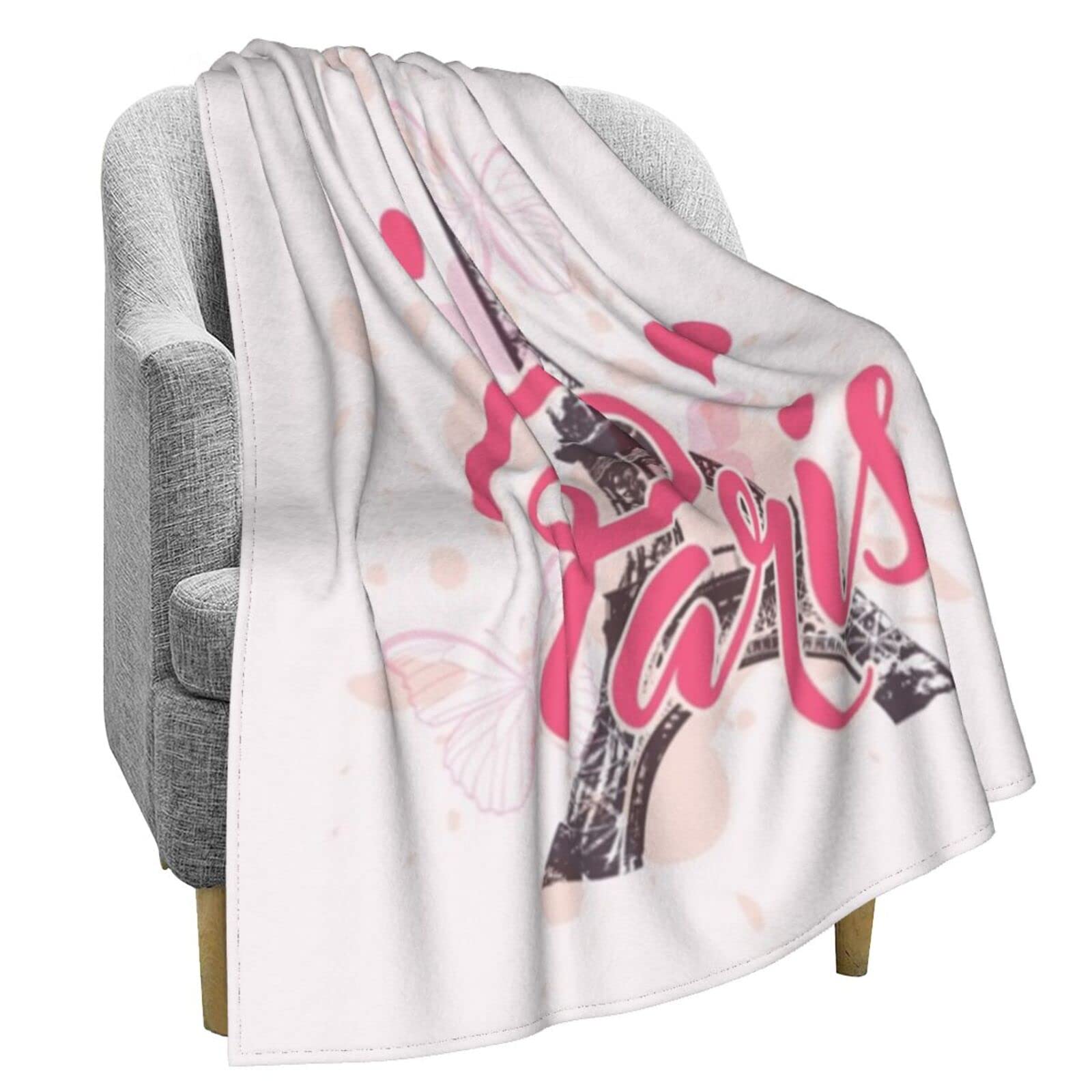 KiuLoam Pink Paris Eiffel with Love Lightweight Plush Microfiber Blanket - 60