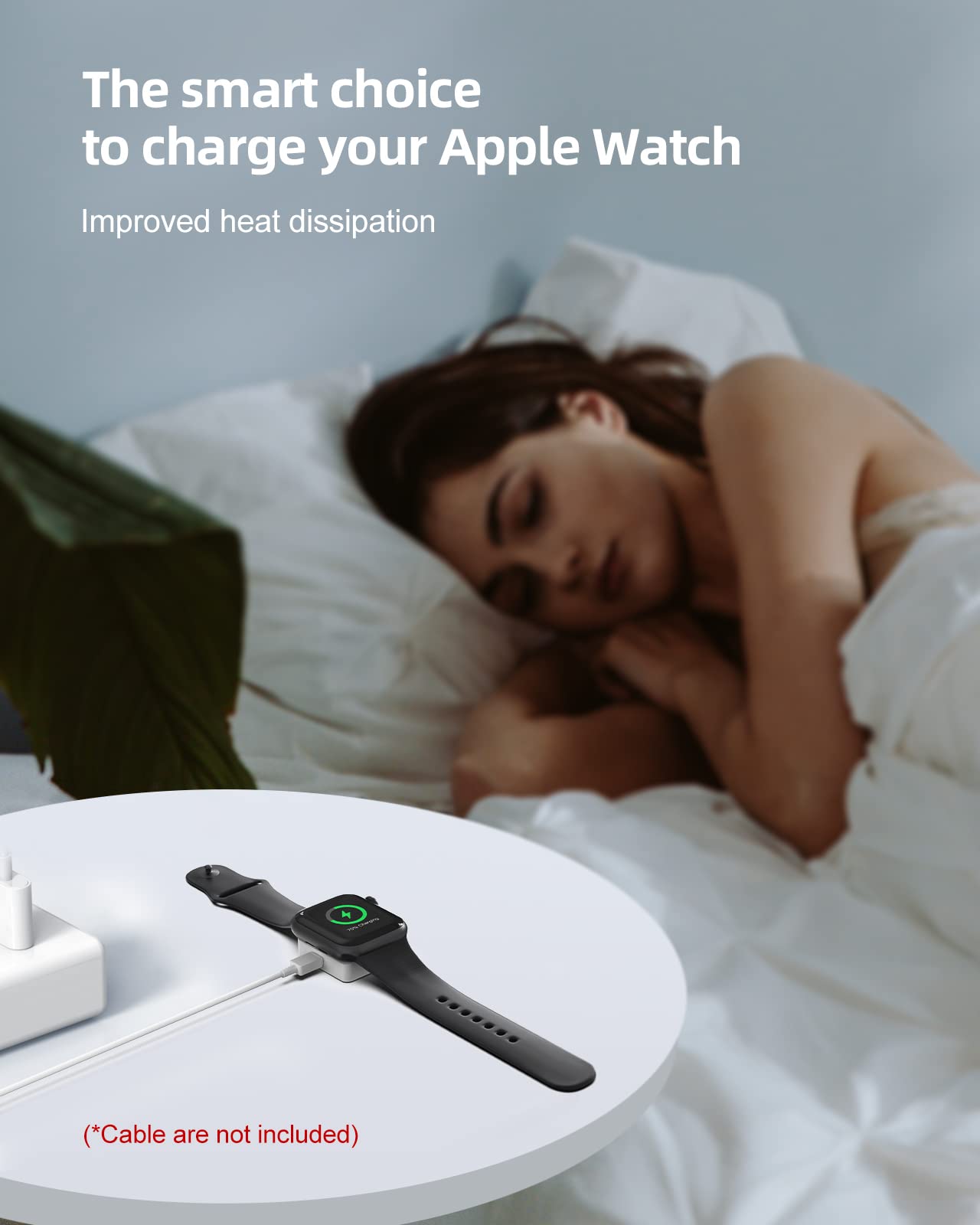 Apple Watch Wireless Charger MFi Certified - Magnetic Charging Stand for Apple Watch Series 6/SE/5/4/3 with Dual USB-C & Lightning Ports (Cloud White) | Perfect for Nightstand, Office Desk & Travel Charging