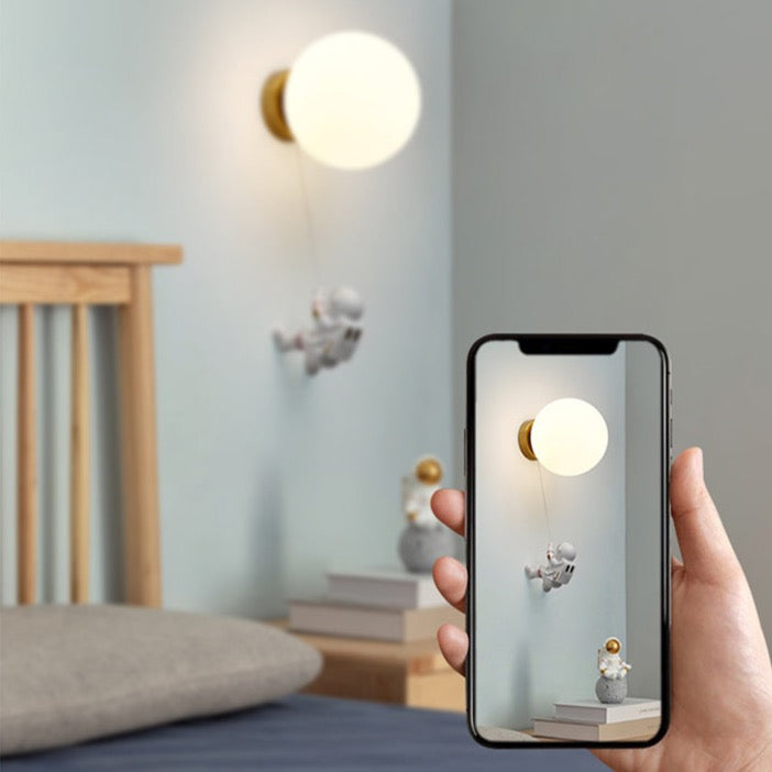 NASA Astronaut on Moon Wall Lamp - LED Night Light for Kids Room, Bedroom & Nursery - Space-Themed Decor for Boys & Girls
