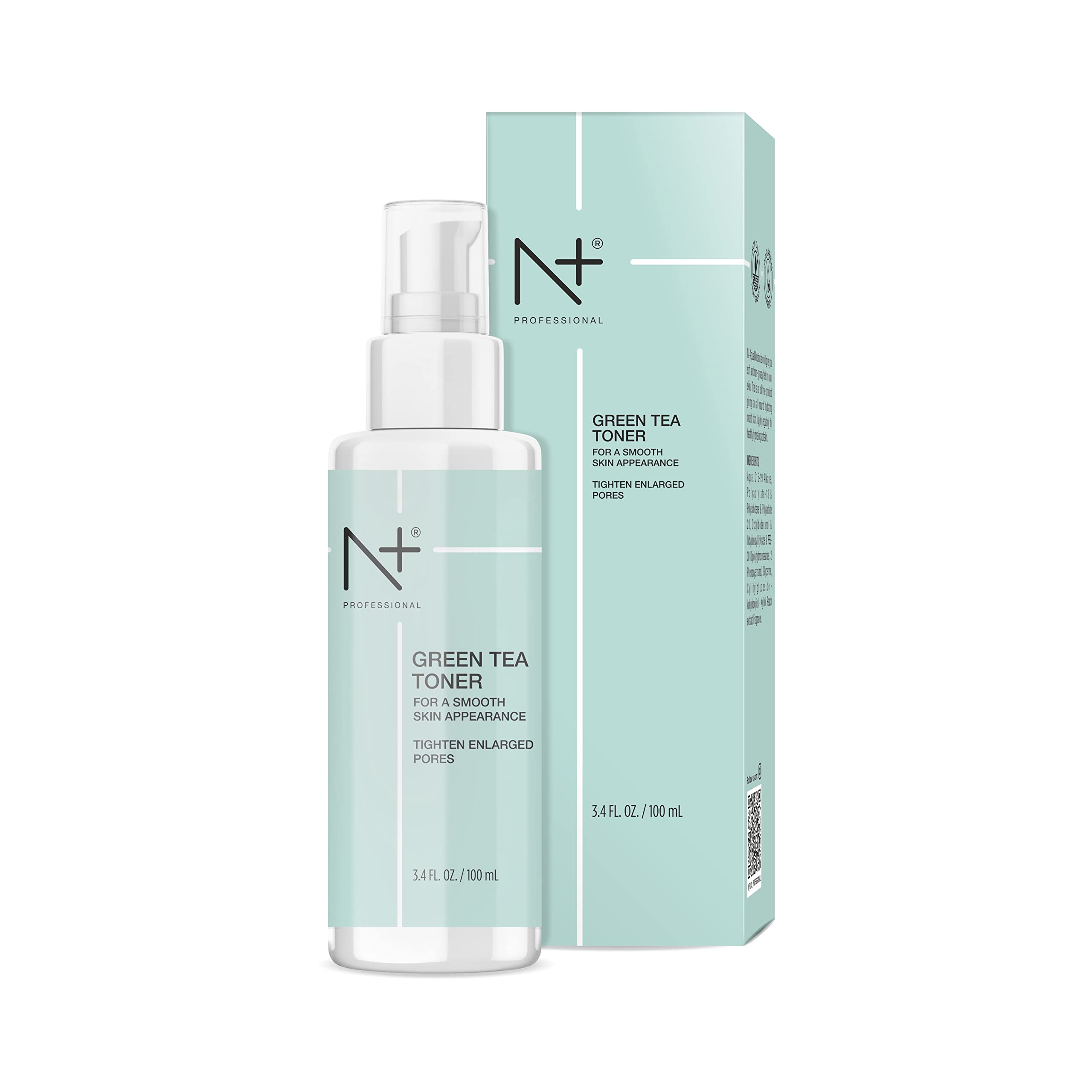 N PLUS Professional Green Tea Toner for Face - Tightens Enlarged Pores, Paraben-Free, 100ml | Hydrating & Refreshing Facial Toner for Daily Skincare Routine