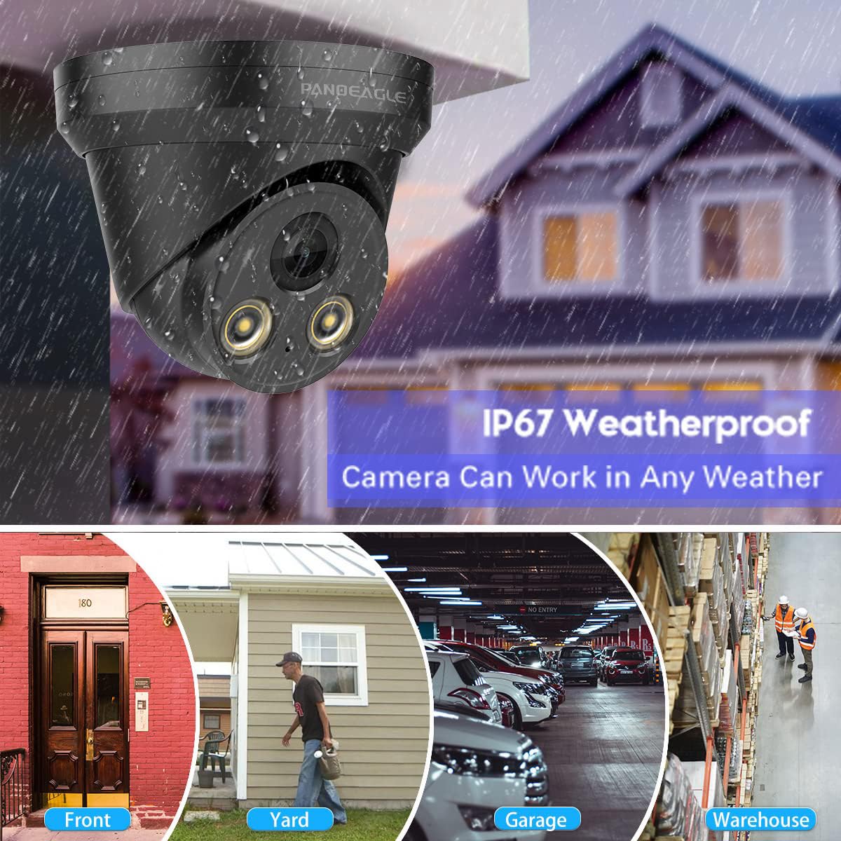 Hikvision 8MP 4K PoE IP Security Camera Outdoor - AI Human/Vehicle Detection, F1.0 Aperture Color Night Vision, Built-in Mic, 2.8mm Lens, IP67 (PG2387C) - Ideal for Home Security, Business Surveillance & 24/7 Property Monitoring
