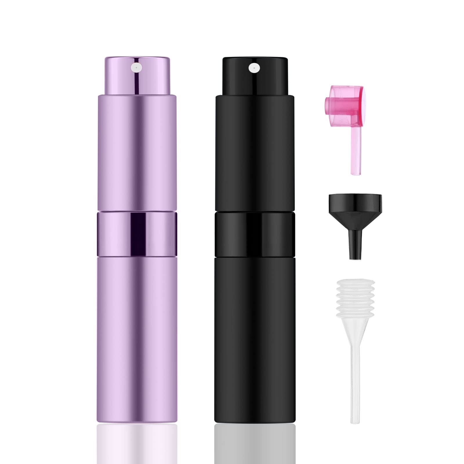 8ML Mini Refillable Perfume Atomizer Spray Bottle - Portable Travel Perfume Sprayer for Cologne & Fragrances (2PCS, Purple & Black) - Perfect for Travel, Gym, Office & On-the-Go Use