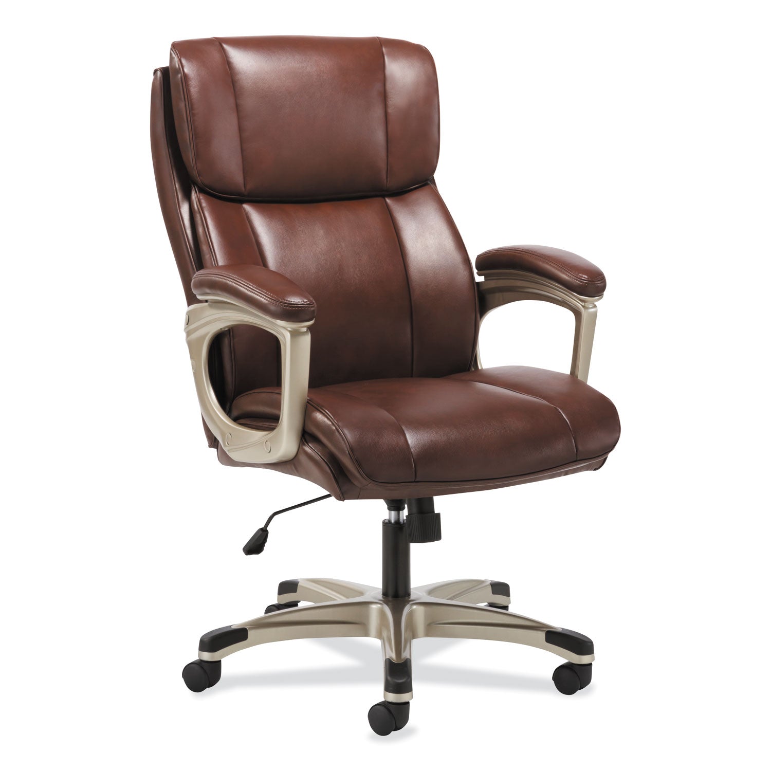3 SIXTEEN High Back Executive Office Chair - 250 lbs Weight Capacity - Brown PU Leather Seat & Back - Chrome Metal Base - Ergonomic Support for Long Work Hours - Perfect for Home Office & Corporate Workspaces