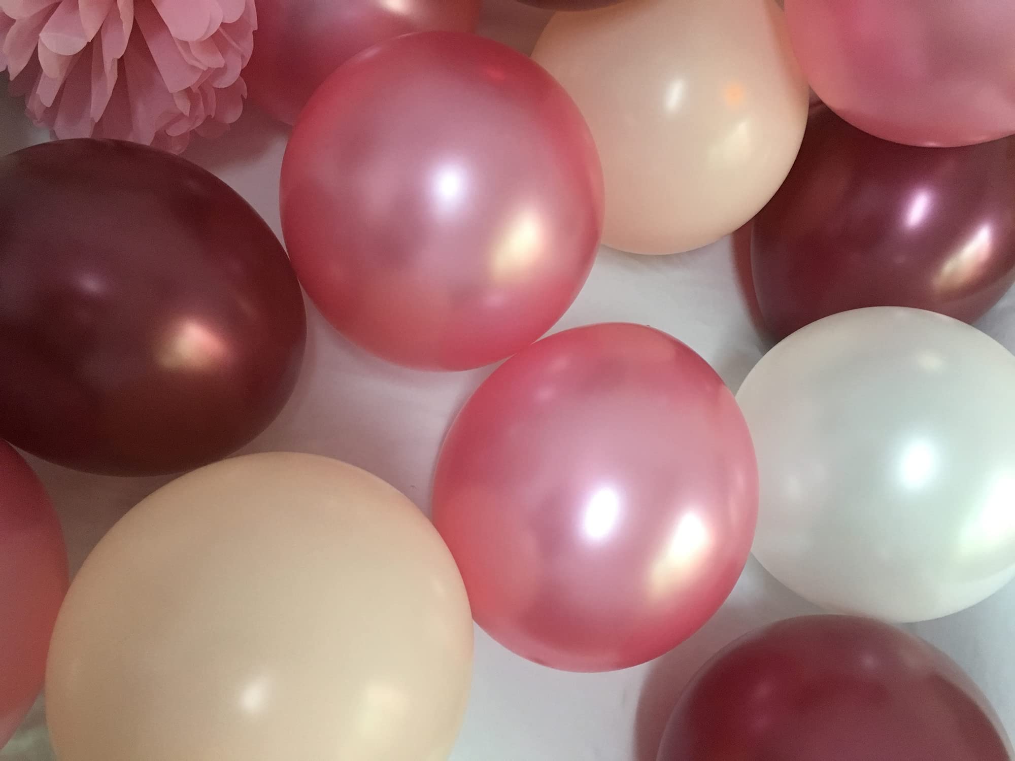 Elegant Pink Birthday Decorations for Women - Happy Birthday Party Balloons, Banner & Burgundy White Pink Pom Poms Set (Pink Silver Burgundy) - Perfect for Birthday Parties, Baby Showers & Bridal Showers