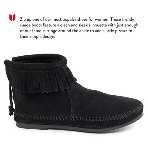 Minnetonka Women's Back Zipper Bootie - Hardsole Comfortable Ankle Boots for Casual Wear & Outdoor Walking | Soft Leather & Stylish Design