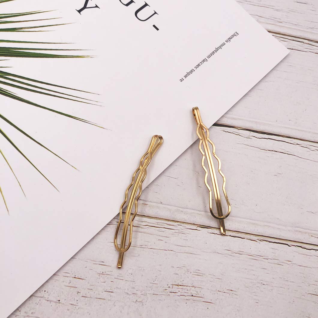 Geometric Hair Clips Set - 8pcs Minimalist Metal Hairpins, Barrettes & Bobby Pins for Women & Girls - Gold Hair Accessories for Wedding, Party & Everyday Styling
