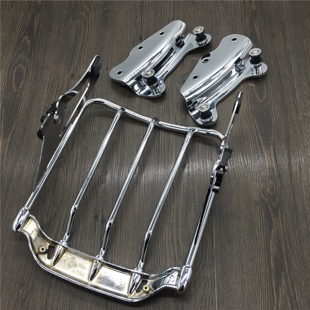 2009-2013 Harley Davidson Road King SM Air Wing Two-Up Luggage Rack with Hardware Kit - Heavy Duty Motorcycle Touring Accessory for Long Rides & Road Trips