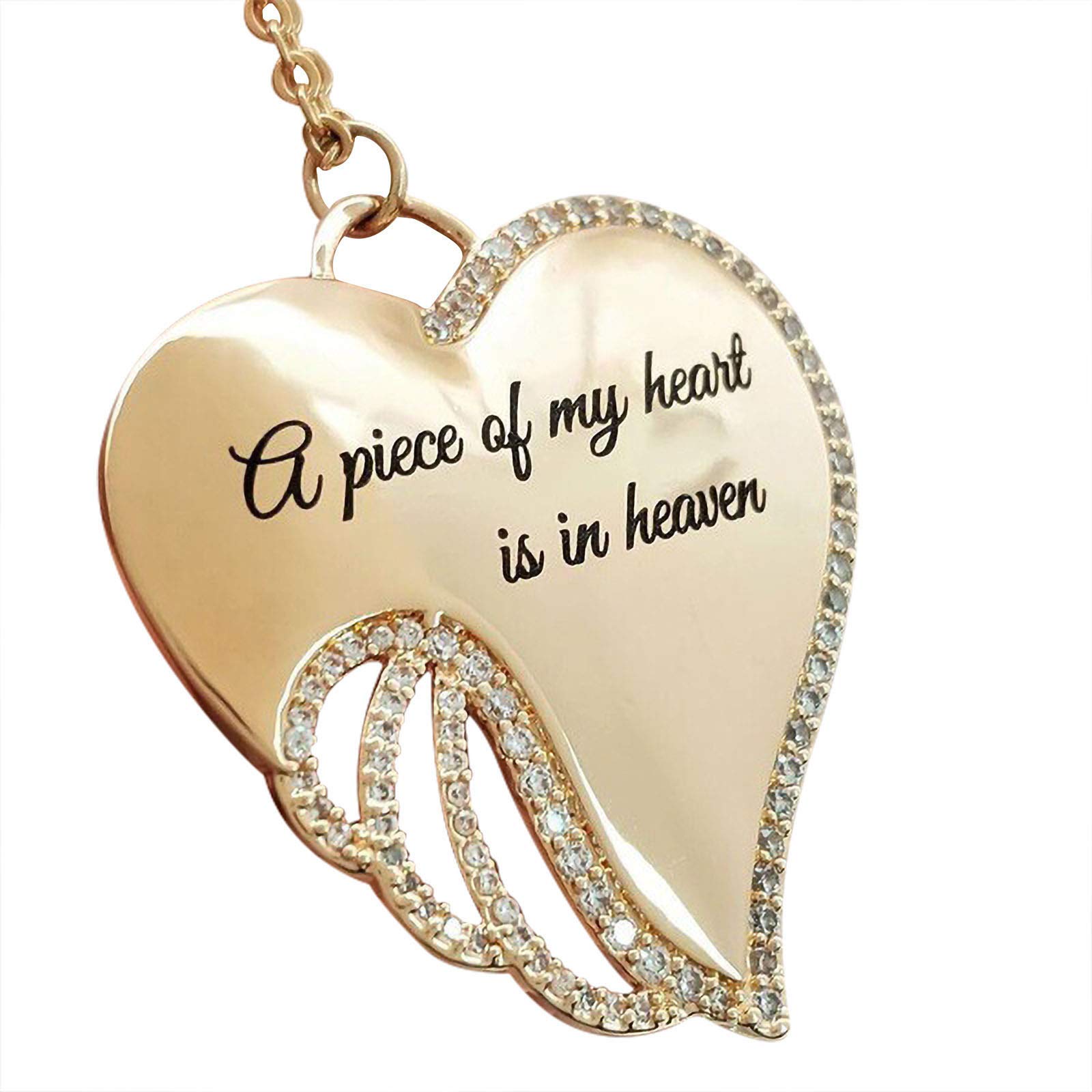 Heart of Diamond Love Angel Pendant Necklace for Women - Elegant Alloy Jewelry for Romantic Occasions & Special Gifts