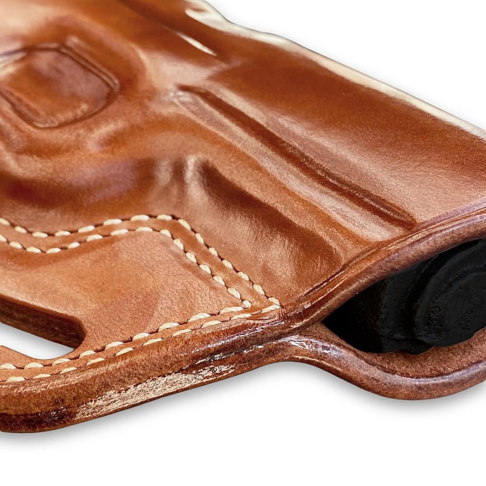 Premium Leather OWB Pancake Holster Open Top for EAA Witness Polymer Carry 9mm 3.6