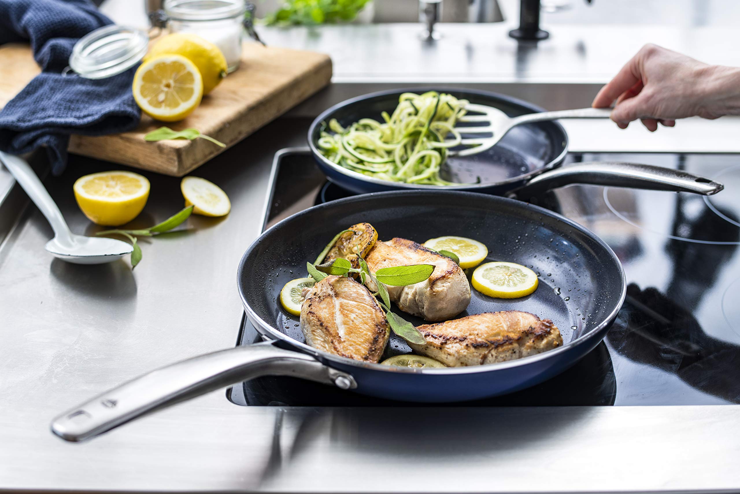 Blue Diamond Nonstick Aluminum Wok Pan - 28cm PFAS-Free Cookware for Induction, Gas, Electric Stoves & Oven Safe - Dishwasher Safe Blue Wok for Stir-Frying, Sautéing & Asian Cooking