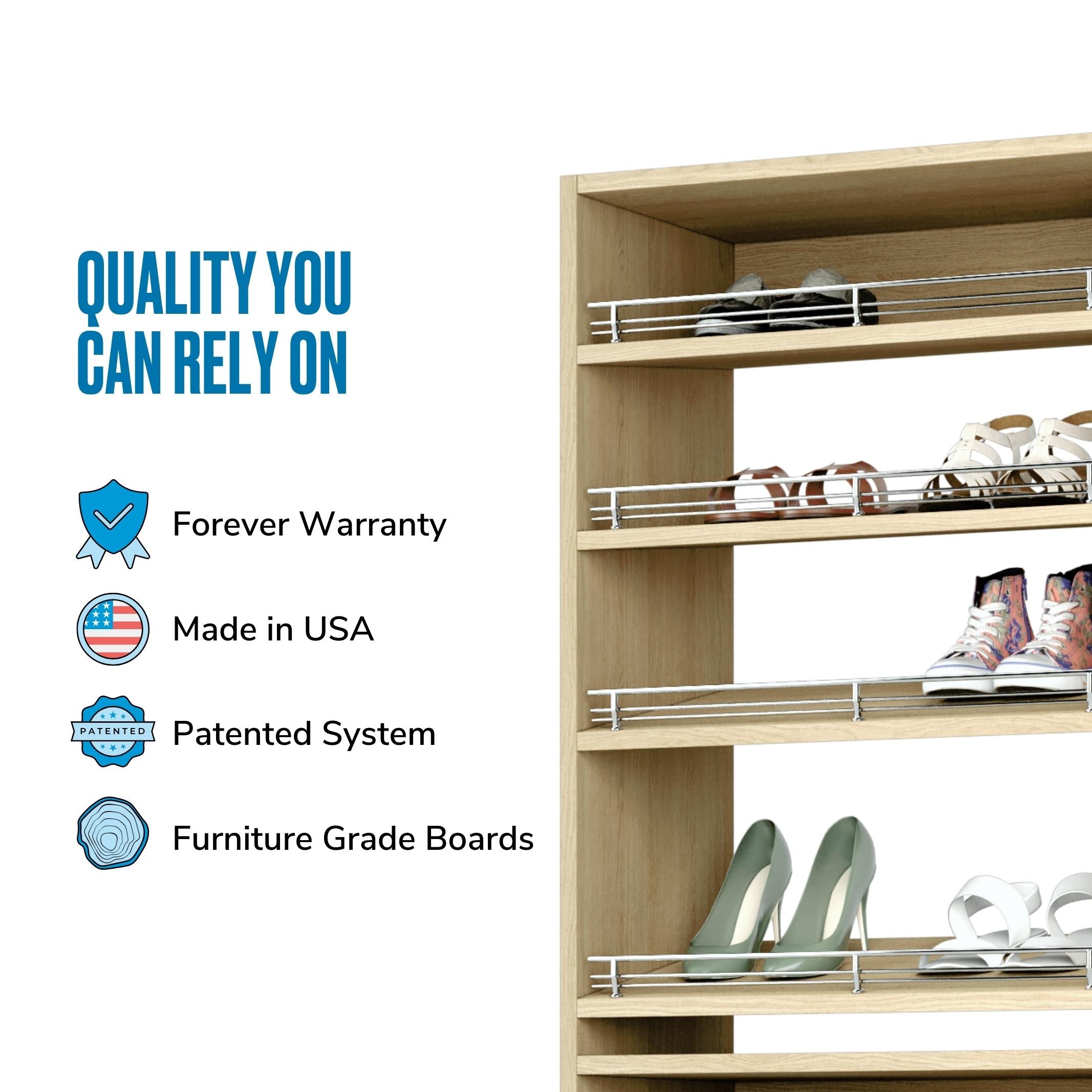 Vista Tall Shoe Shelf Tower - 5-Tier Shoe Organizer for Closet, Entryway & Bedroom - Space Saving Shoe Storage Rack for Sneakers, Boots & Heels - Sturdy Shoe Rack for Home Organization