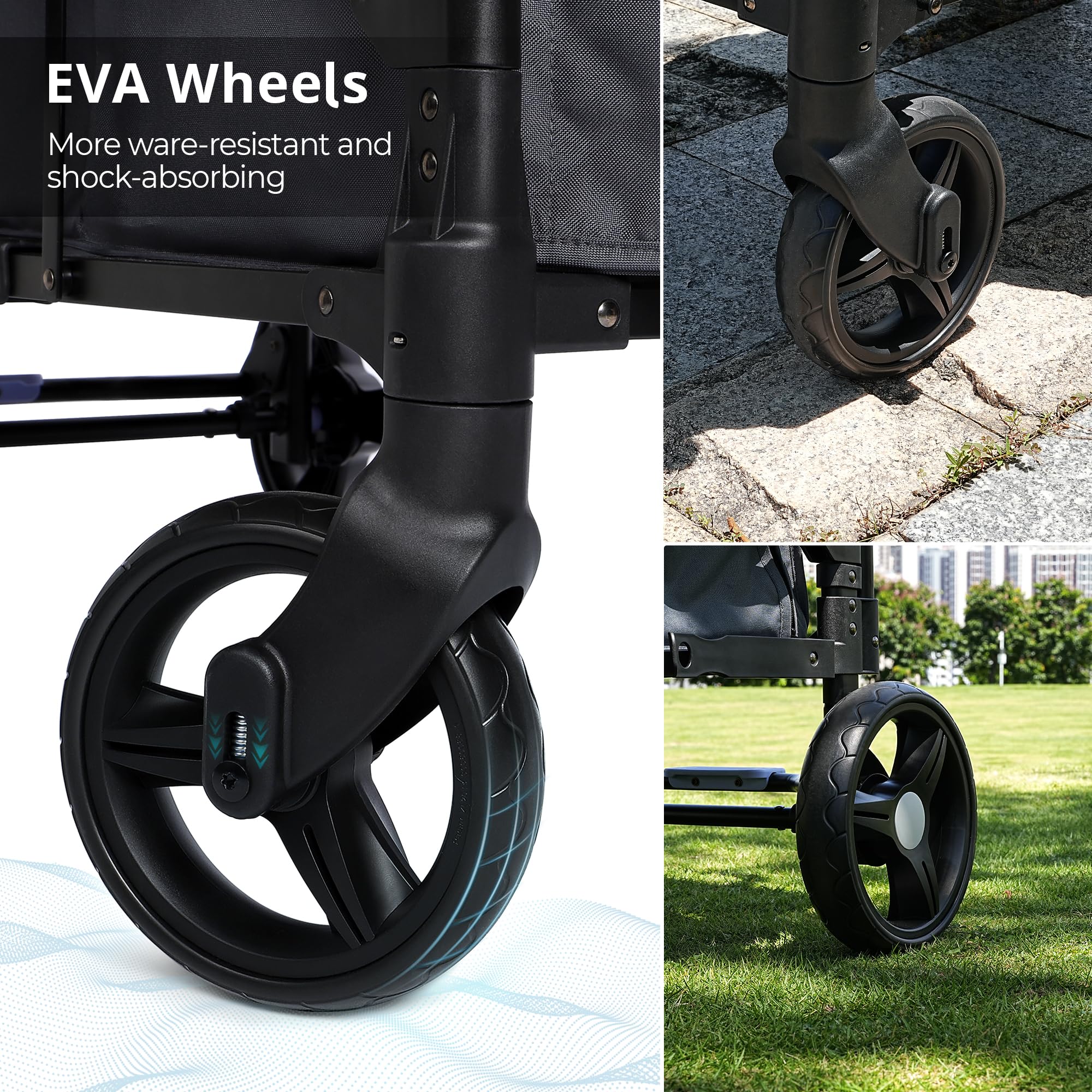 Foldable Wagon Stroller for 2 Kids - Double Seat Baby Stroller with Canopy, Adjustable Handle & Pull Bar - Compact Design for Toddlers & Infants - Perfect for Beach, Park, Zoo & Outdoor Adventures (Space Grey)