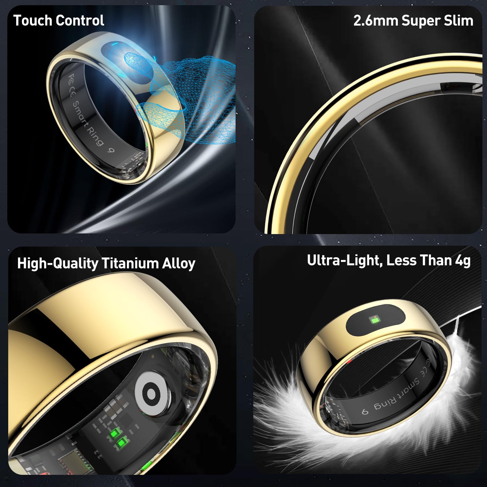 Smart Fitness Ring with Sleep Tracking for Women & Men - iOS & Android Compatible for Active Lifestyles