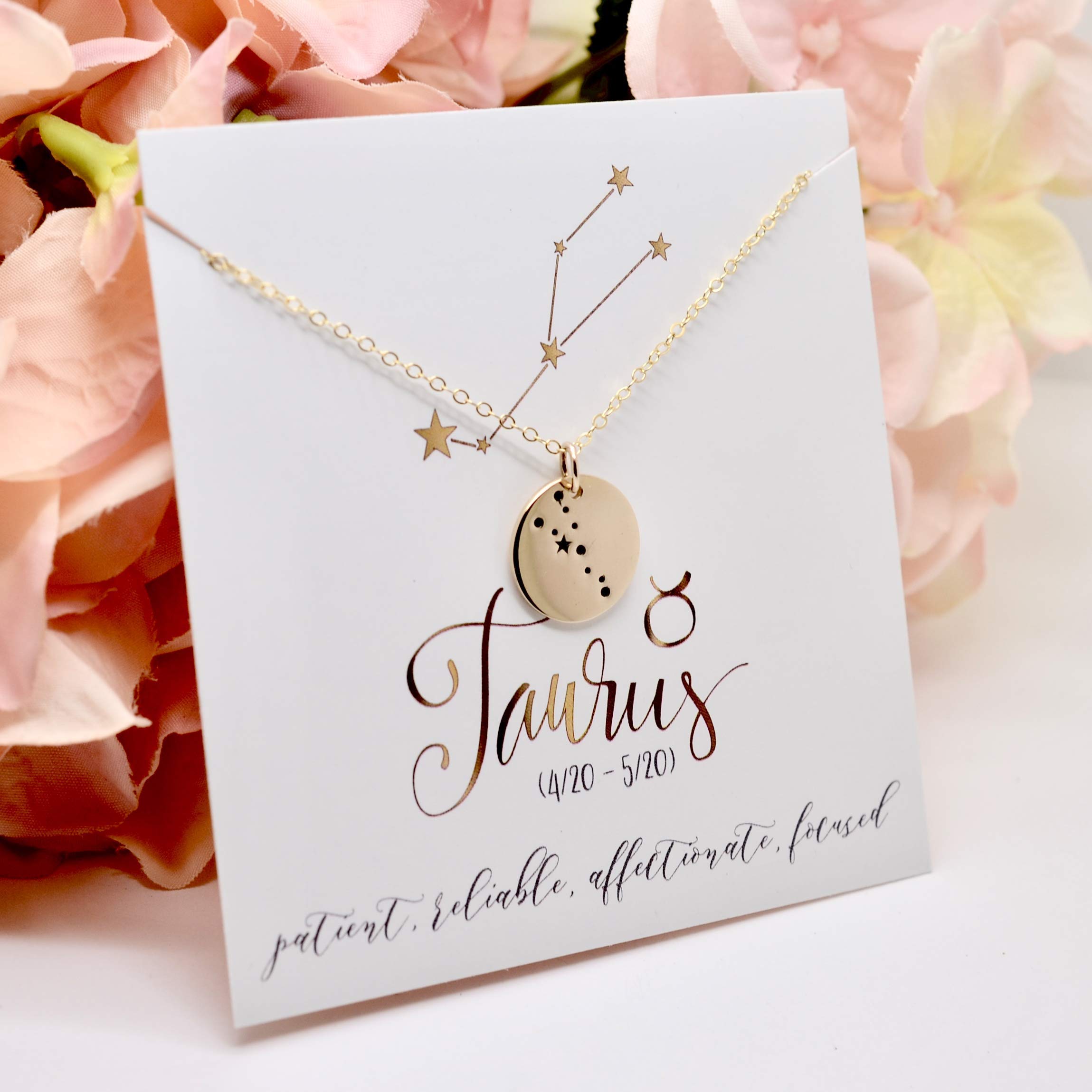 14K Gold Taurus Zodiac Necklace - Perfect Gift for Her & Astrology Lovers