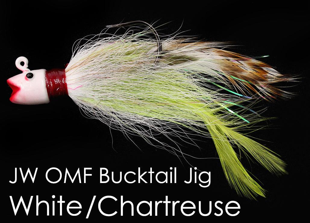 Jigging World OMF Bucktail Jigs - Premium Saltwater Fishing Lures for Striped Bass, Fluke and Bluefish - Perfect for Offshore and Inshore Fishing Trips