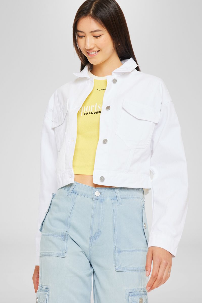 Francis Cropped Jacket - Women's Stylish Denim Jacket for Spring & Fall | Perfect for Casual Outfits, Streetwear & Layering