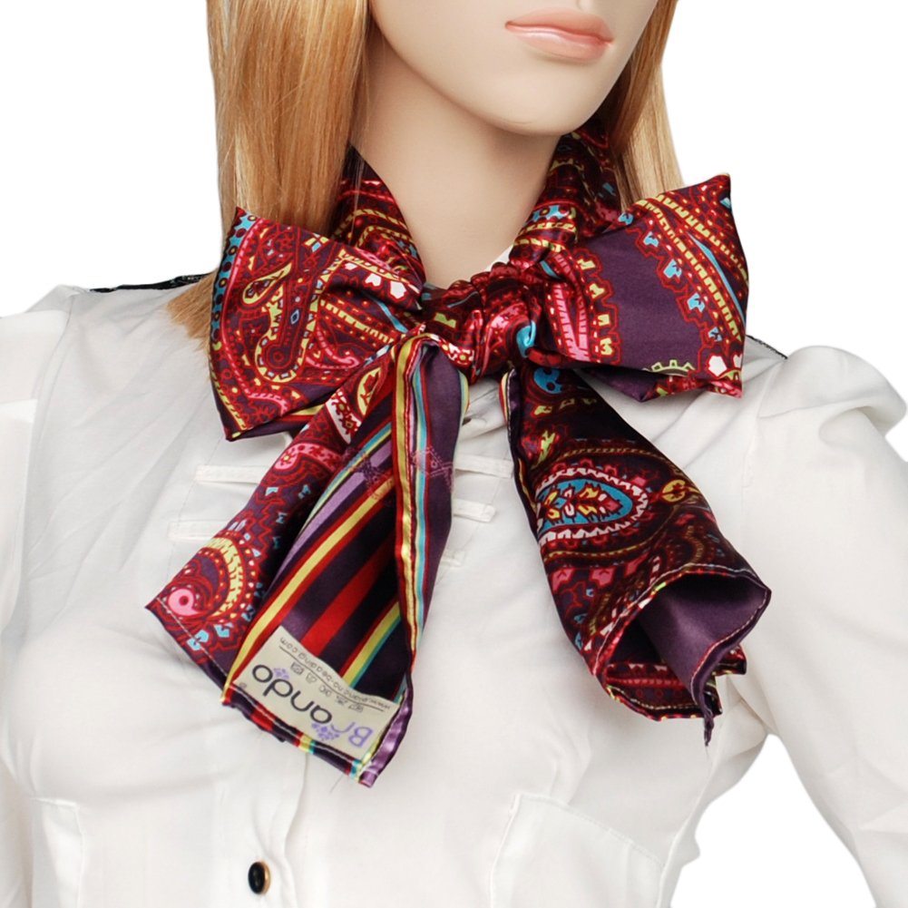 Brando Purple Chic Paisley & Stripes Design Scarf - Soft Lightweight Fashion Accessory for Women, Perfect for Fall Winter Outfits, Office Wear and Special Occasions