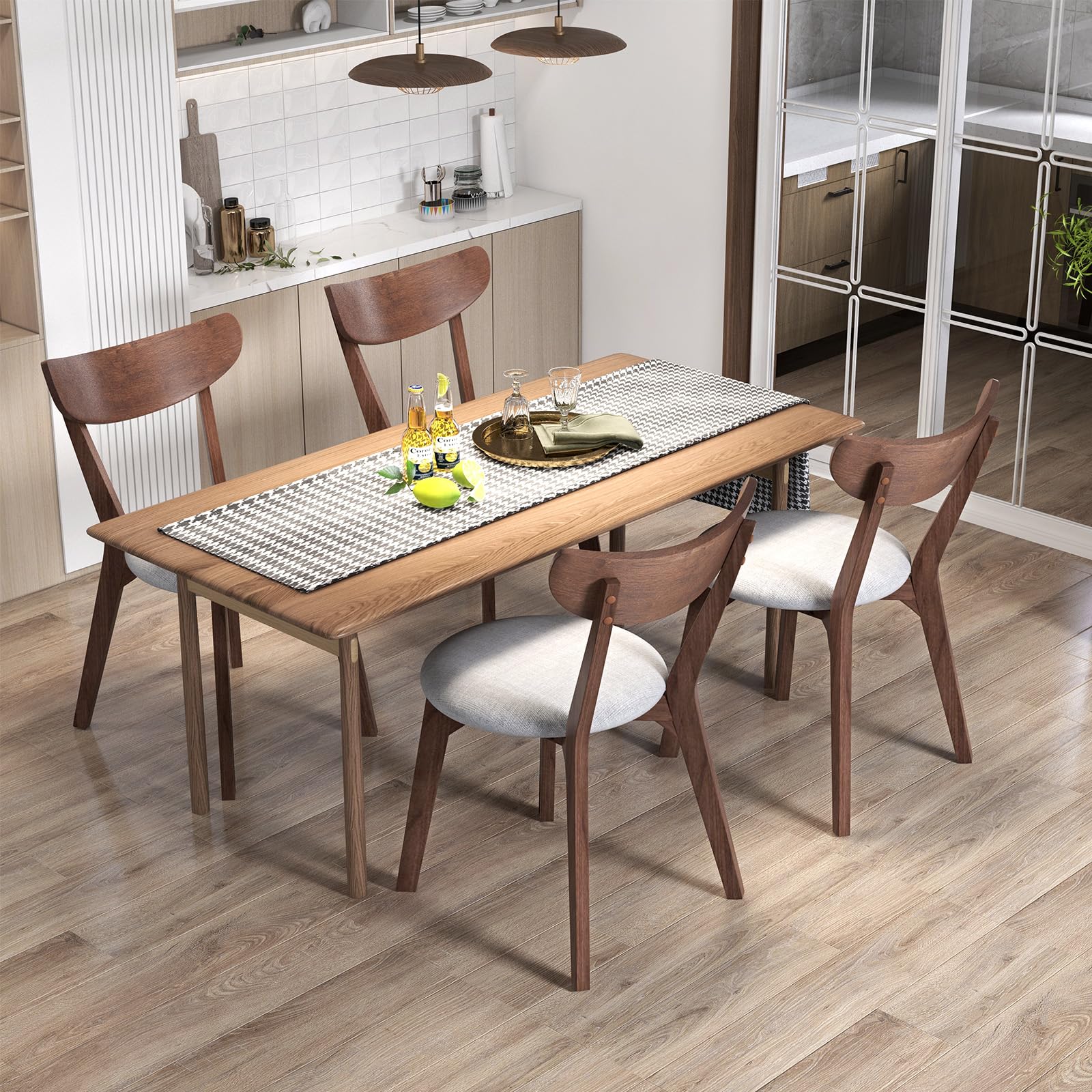 ERGOMASTER 2-Piece Walnut Wood Dining Chairs Set - Curved Back Comfortable Kitchen & Restaurant Chairs for Home, Office, and Commercial Use - Perfect for Family Dinners, Cafe Seating, and Modern Interior Decor