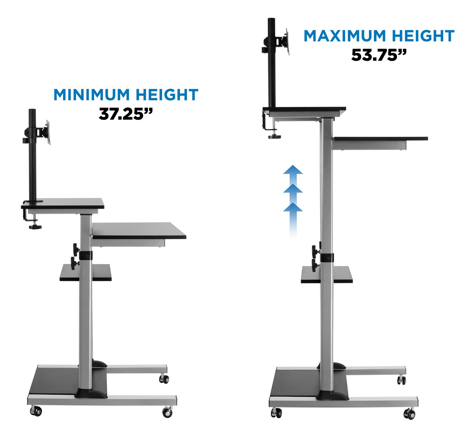 Mount-It! Mobile Computer Cart with Adjustable Monitor Mount for 32