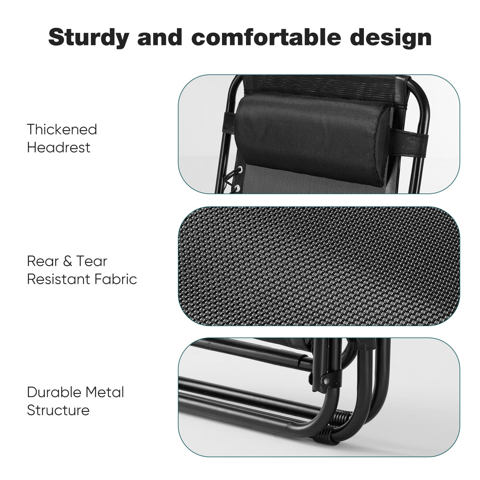 SMUG Folding Zero Gravity Lounge Chair Set of 2 - Portable Outdoor Reclining Camping Chairs with Adjustable Headrest & Cup Holders - Perfect for Patio, Garden, Lawn, Beach & Backyard Relaxation - Black
