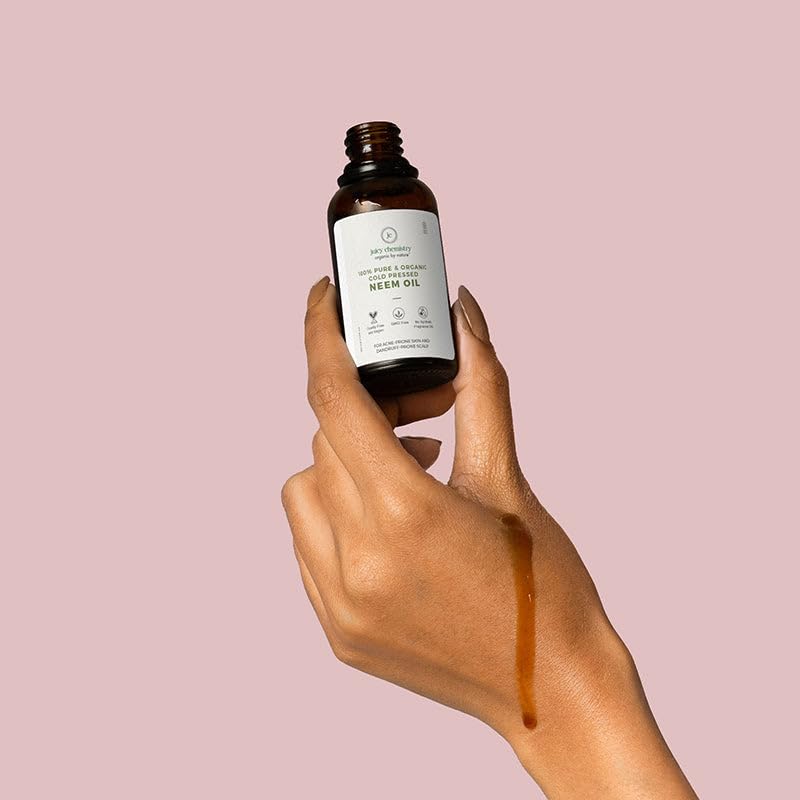 Organic Cold-Pressed Neem Oil 30ml - 100% Pure Ecocert Certified Carrier Oil for Dandruff, Itchy Scalp & Hair Care - Vegan, Cruelty-Free for Men & Women - Perfect for Scalp Massage & Natural Hair Treatment