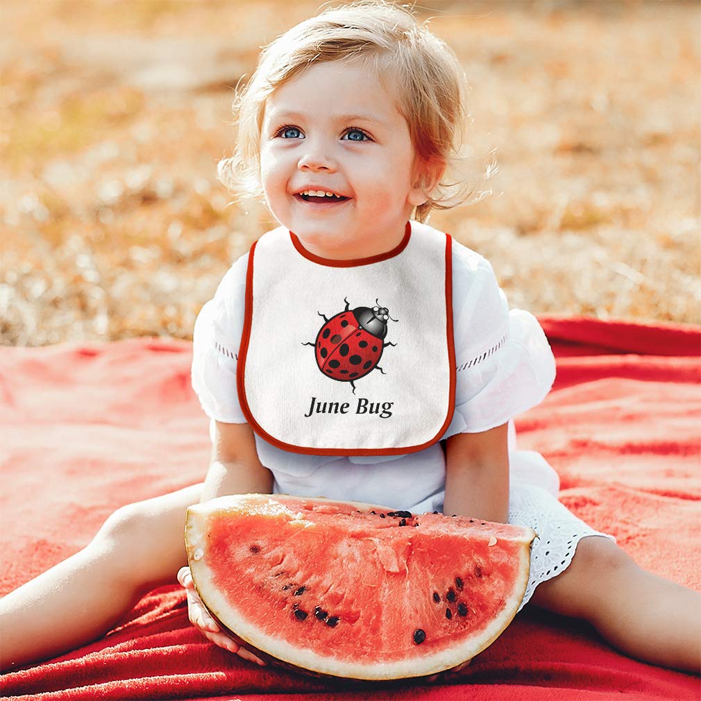 Soft Cotton Baby Bibs & Burp Cloths Set - Ladybug & June Bug Design for Toddler Boys & Girls (White & Green) - Perfect for Feeding Time & Messy Play