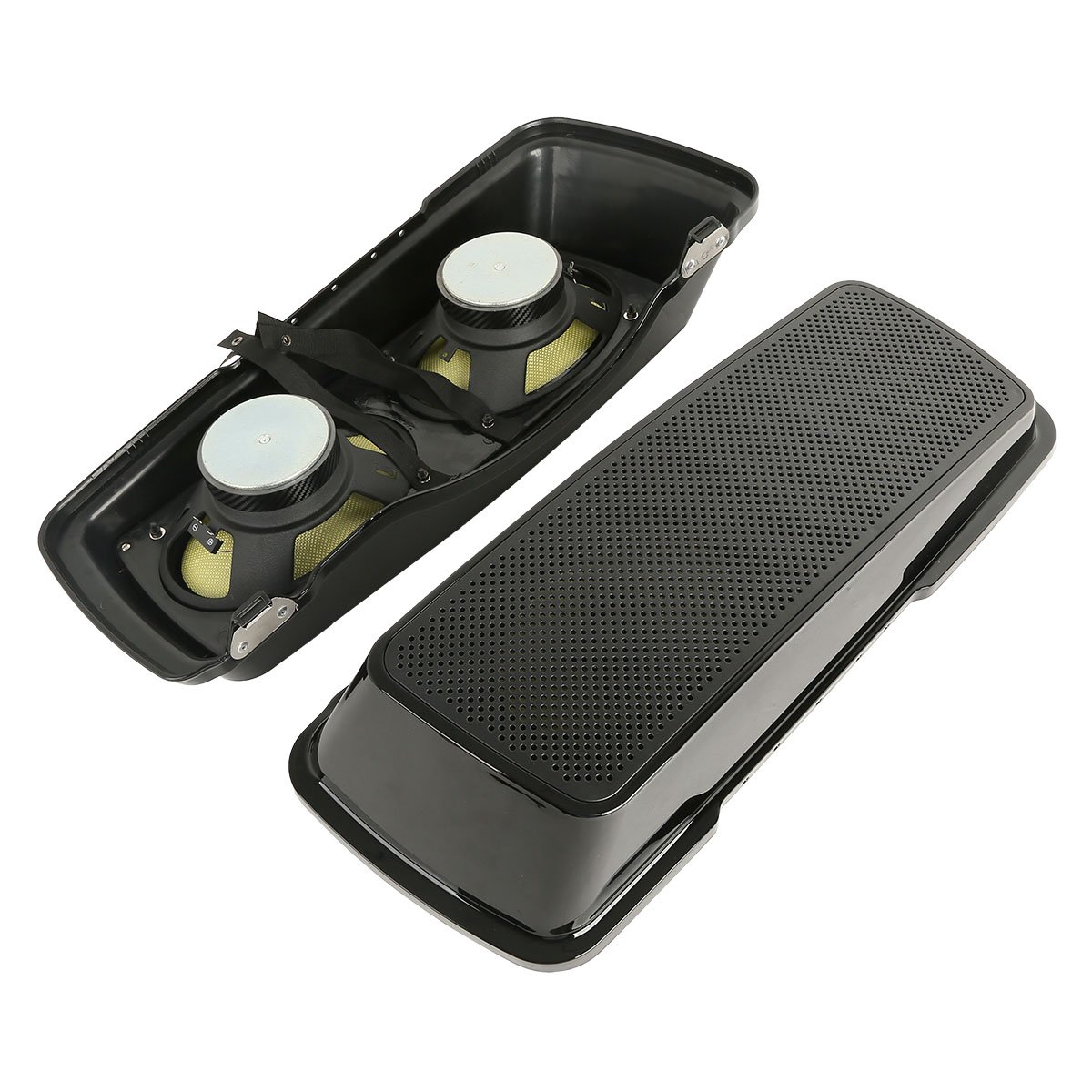 TCT-MOTORPARTS 6x9 Inch Saddlebag Speaker Lids with 4 Speakers - Compatible with Harley Touring Road King, Street Glide, Electra Glide Ultra Classic 1994-2013 - Perfect for Motorcycle Audio Upgrades & Long Rides